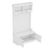 Okak Modern Hall Tree with Storage Shoe Bench, Freestanding Coat Rack with 3 Hooks and 2 Shelves, Entryway Storage for Living Room, White - 4 of 4