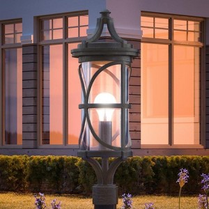 Urban Ambiance Luxury Rustic Outdoor Post / Pier Light,  26-1/2" x 9",  Aged Pewter Finish, UHP1181 - 1 of 4