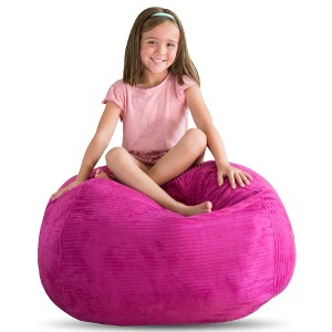 Stuff 'n Sit Large 33'' Bean Bag Storage Cover for Stuffed Animals & Toys - Hot Pink Corduroy - Toddler & Kids - 1 of 4
