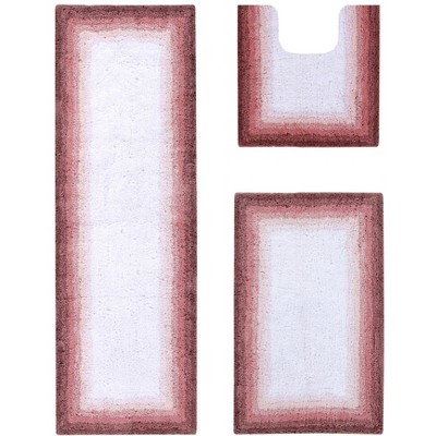 Torrent Collection 3 Piece 100% Soft Cotton Tufted Weave Bath Rug Set, Ombre Pattern, Super Soft & Absorbent, Machine Washable Bathroom Mats