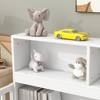 MAYEERTY Twin Floor Bed with Bookcase, Shelves, Guardrails, White - 3 of 4