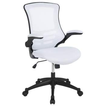 Emma and Oliver Mid-Back White Mesh Swivel Ergonomic Task Office Desk Chair with Flip-Up Arms