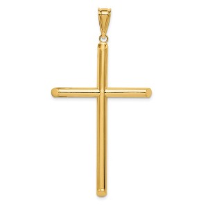 Black Bow Jewelry 14k Yellow Gold X-Large 4mm Hollow Tube Cross Pendant - 1 of 4