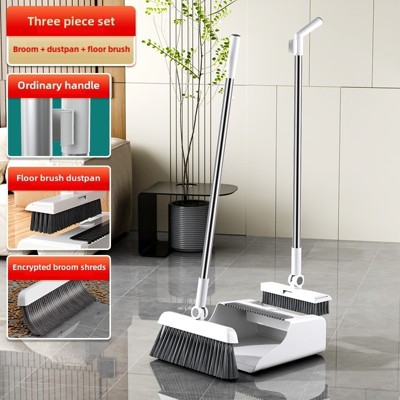 3-in-1 Long Handle Floor Cleaning Kit Durable Broom, Dustpan & Brush Set for Home, Office, School, Dorms - Easy-to-Clean Household Cleaning Essentials