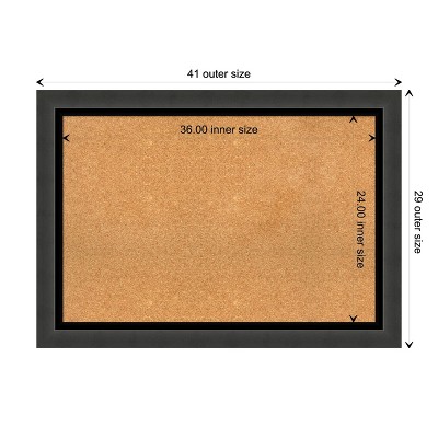 Tuxedo Black Framed Natural Cork Bulletin Board 41" x 29"