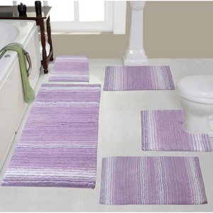 Gradiation Bathroom Decor, Washable Rug, Bathroom Mat, Bathroom Rug Set, Bath Mat Set, Bath Floor Mat Non-Slip, 5 Pcs Set with Contour, Purple - 1 of 4