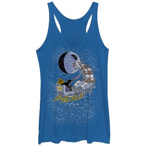 Women's Star Wars Christmas Darth Vader Santa's Sleigh Racerback Tank Top - 1 of 3