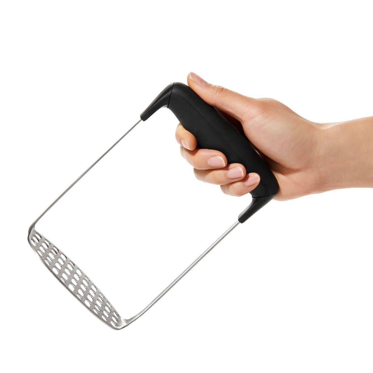 OXO Smooth Potato Masher: Stainless Steel & Plastic, Dishwasher-Safe, Black, Good Grips, Best Masher, 7.2" Length - thumbnail 4