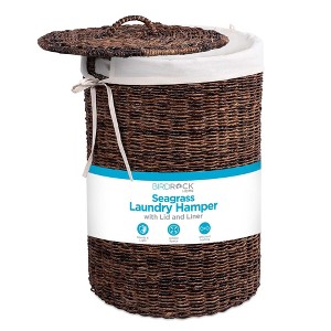 BirdRock Home Abaca Laundry Hamper with Liner - Espresso - 1 of 4
