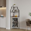 Homfan 5-Tier Corner Bar Cabinet with Lights, Adjustable Shelves & Glass Doors - Home Liquor Wine Display - 3 of 4