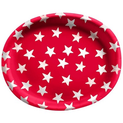 Photo 1 of 10ct Oval Americana Platter with Stars Red - Sun Squad
20ct Americana Dinner Plates with Stars Blue - Sun Squad
20ct Americana Appetizer/Snack Plate Stripes Red - Sun Squad(2 pack) 
30ct Americana Lunch Napkins Stripes Blue - Sun Squad& (2 pack) 
Stars an