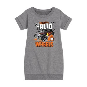 Hot Wheels Halloween Graphic Short Sleeve Fleece Dress - Heather Grey - 3T - 1 of 3