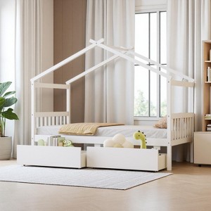 Polibi Twin House Bed with Storage Drawers - 1 of 4