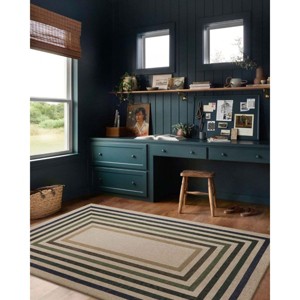 Lahome Rectangle Back to College Series Geometric Frame Machine Washable Outdoor Area Rug-Durable Carpet for Patio, Deck, or Garden - 1 of 4