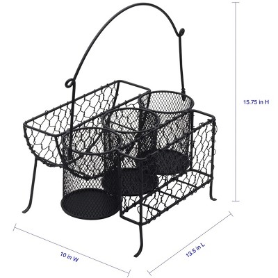 Black Stainless Steel Multi-Compartment Condiment Caddy