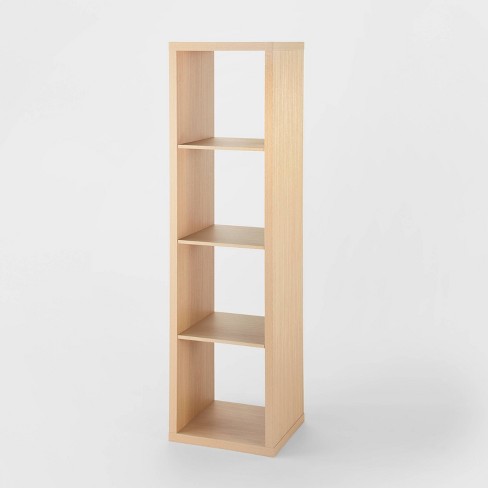 Brightroom Tall Sliding 4 Bin Cube Storage Organizer Bookshelf