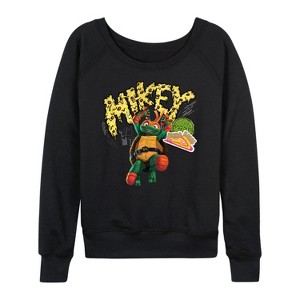 Women's - Teenage Mutant Ninja Turtles - Michelangelo AKA Mikey Lightweight French Terry Wide Neck Long Sleeve Shirt - 1 of 4
