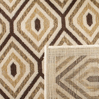 Cream and Chocolate Geometric Indoor/Outdoor Area Rug