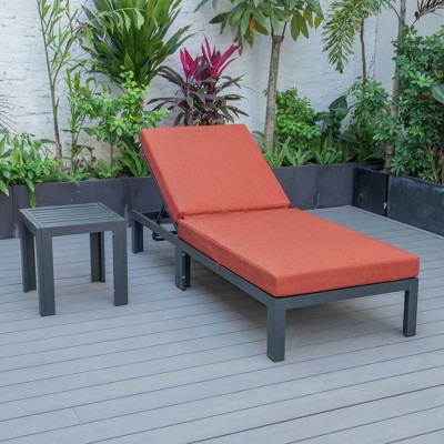 Chelsea Modern Aluminum Outdoor Chaise Lounge with Orange Cushions