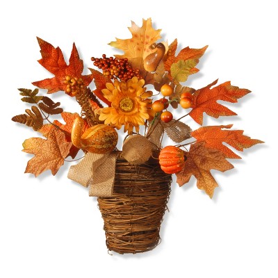 16" Maple Leaf Wall Basket - National Tree Company