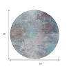 Teal Blue And Blush Abstract Washable Indoor Outdoor Area Rug - 3 of 4