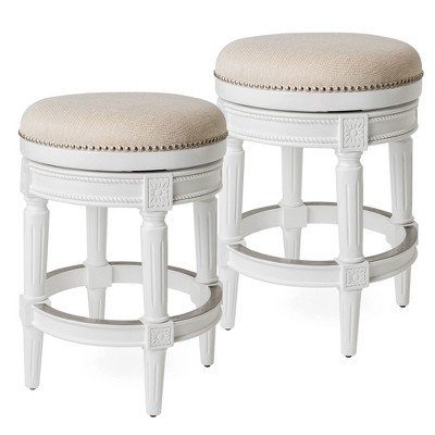Maven Lane Pullman Backless Upholstered Kitchen Stool with Fabric Cushion Seat, Set of 2
