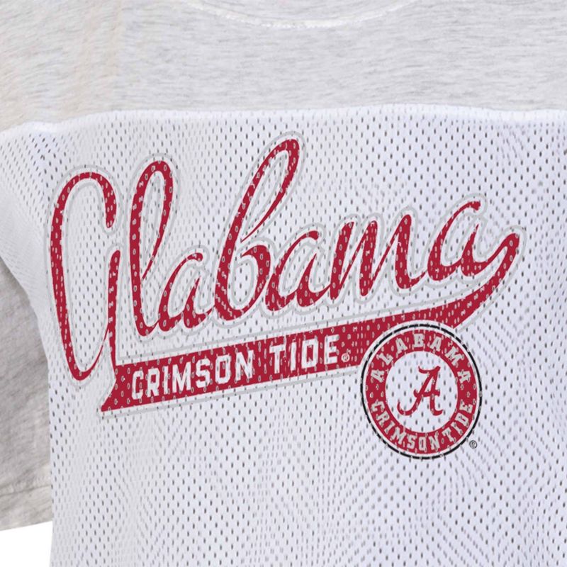 NCAA Alabama Crimson Tide Women&#39;s White Mesh Yoke T-Shirt, 3 of 4