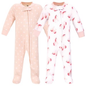 Hudson Baby Infant Girl Fleece Zipper Sleep and Play 2pk, Pink Unicorn - 1 of 1