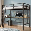 Okak Metal Loft Bed with L-Shaped Desk, No Box Spring Needed Design Twin Bed with Safety Guard and Ladder, Bed Frames for Living Room, Bedroom, Black - 3 of 4
