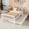 VYNXARIA White Color Pine  Frame Twin Platform Bed with Wheels, Headboard, Footboard - 3 of 4