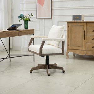 Computer Chair Office Chair, Adjustable Swivel Chair Fabric Seat, Boucle Accent Chairs with Arms, Sitting Oversized Chair for Living Room-The Pop Home - 1 of 4