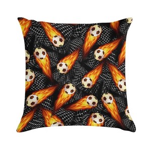 Black Soccer Balls Pillow Covers 18x18 Decorative Throw Pillows Soft Square Cushion Covers for Couch Sofa Bedroom - 1 of 1