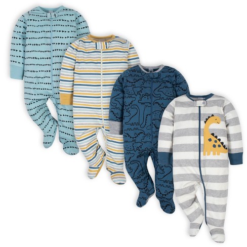 Gerber Baby Boys' Sleep 'n Plays With Mitten Cuffs - Dinosaur - 0