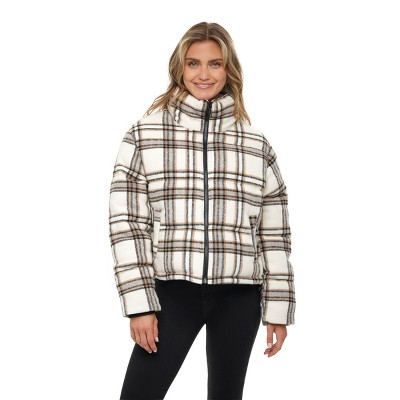 Women's Faux Wool Puffer Jacket - S.E.B. By SEBBY