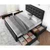 Bed Frame with 4 Storage Drawers & Adjustable Headboard - PU Leather Upholstered Platform Bed, Button Tufted Design - 3 of 4