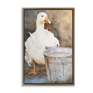Stupell Industries Duck & Country Pail Black Framed Floater Canvas Wall Art - 1 of 4