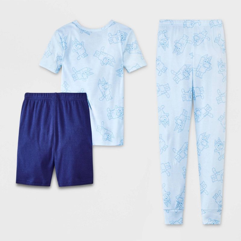 Boys' Bluey 3pc Snug Fit Pajama Set - Blue, 2 of 5
