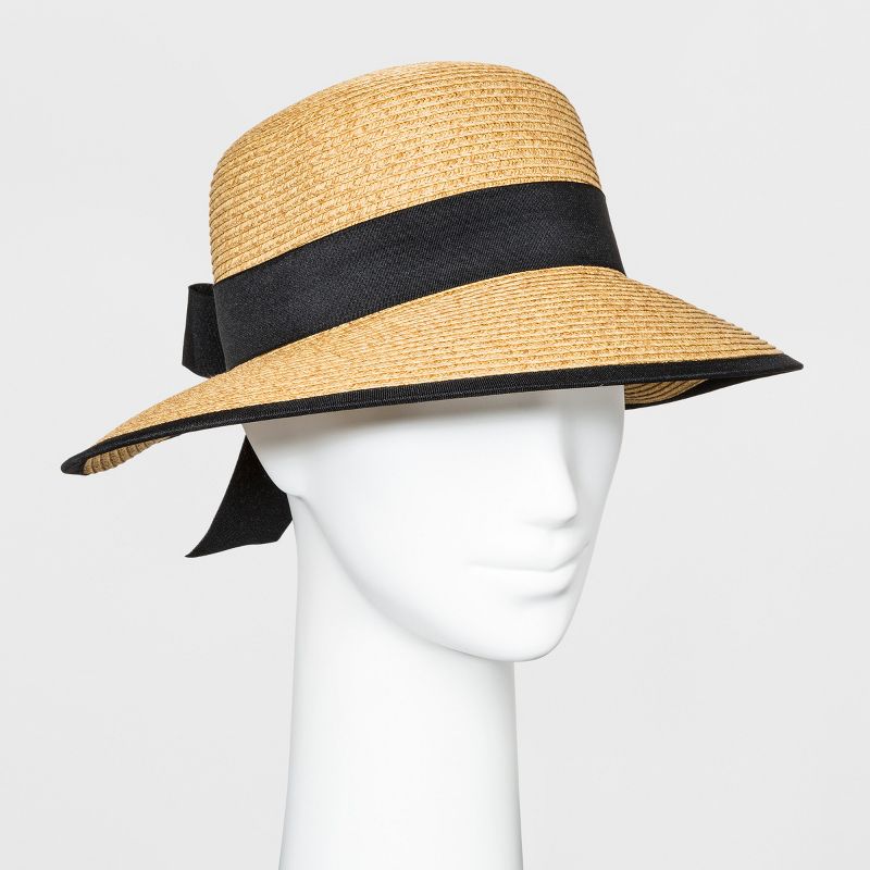 Women's Backless Floppy Hat With Bow - A New Day&#8482; Natural, 1 of 3