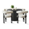 Modern 5-Piece Round Black Dining Table Set, Pedestal Table with 4 Bouclé Upholstered Dining Chairs for Kitchen or Apartment-Maison Boucle - 2 of 4