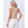 INSPIRE CHIC Women's Ribbed Knit Crew Neck Sleeveless Crop Tassel Trim Tank Tops - 3 of 4