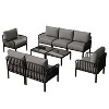 6-Piece Modern Outdoor Patio Furniture Set with Square Coffee Table Patio Conversation Set with Waterproof Cushions, Black - Merax - 2 of 4