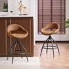 Karl Home 2 Piece Set of Brown Swivel Bar Stools with Hollow - out Backrest, PU Upholstery & Powder - 3 of 4
