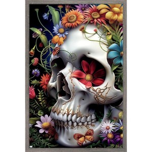 Trends International r3darch0n - Bloom of the Departed Skull Framed Wall Poster Prints - 1 of 4
