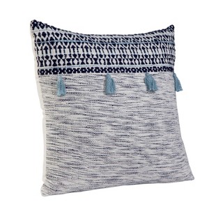 Gulches Bohemian Style Orion Throw Pillow - Navy/White, Handcrafted Cotton Yarns, Zippered Removable Cover, Plush Polyester Insert - 1 of 4