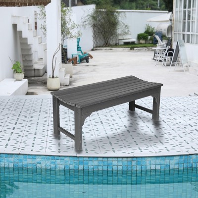 Wooden Backless Patio Bench,Outdoor Patio Bench With All Weather Resistant With UV Protection,Patio Chair -The Pop Home