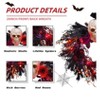 Halloween 20" Artificial Wreath with  Scary  Rose Red Black Decor for Front Door Window Wall Party Spooky Traditional Ornaments - 2 of 4