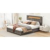 FUFU&GAGA Gray Queen Size Bed with LED Lights USB Ports & Storage Drawers - 3 of 4