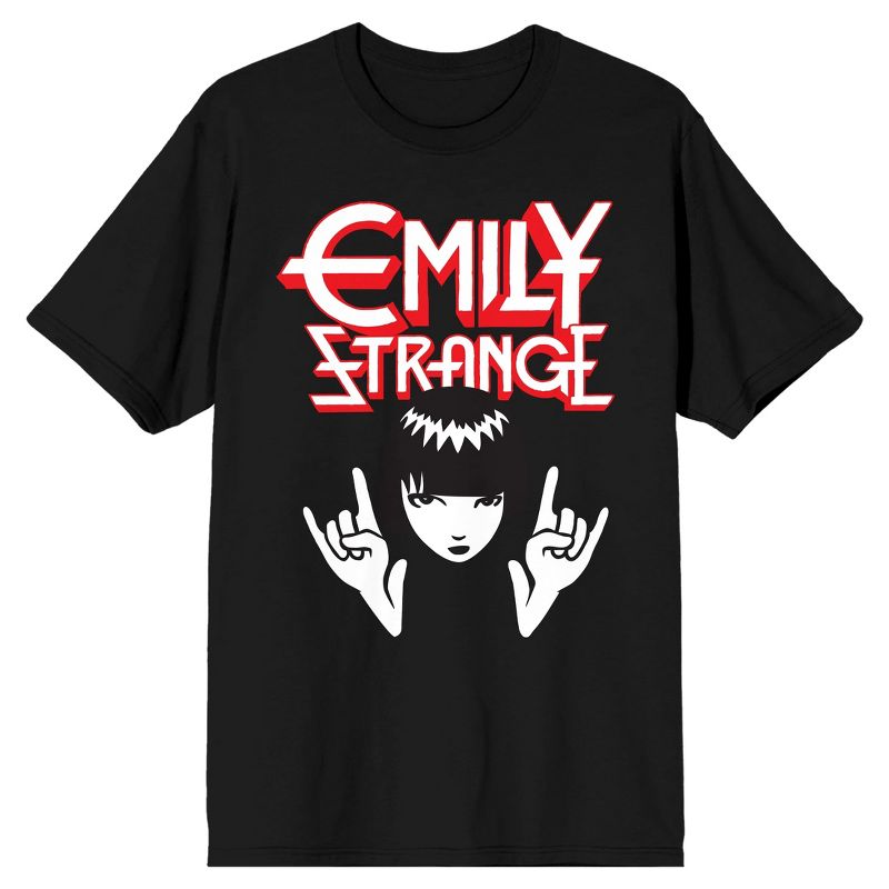 Emily The Strange Rock On Hands Men's Black T-shirt, 1 of 4