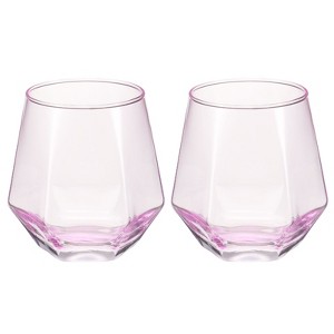Unique Bargains Textures Walls Rims Diamond Whiskey Glasses 2 Pcs - 1 of 4