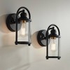 John Timberland Avani Modern Industrial Wall Light Sconces Set of 2 Black Brass Hardwire 5 3/4" Fixture Clear Glass for Bedroom Bathroom Vanity House - 2 of 4